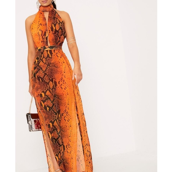 orange snake dress